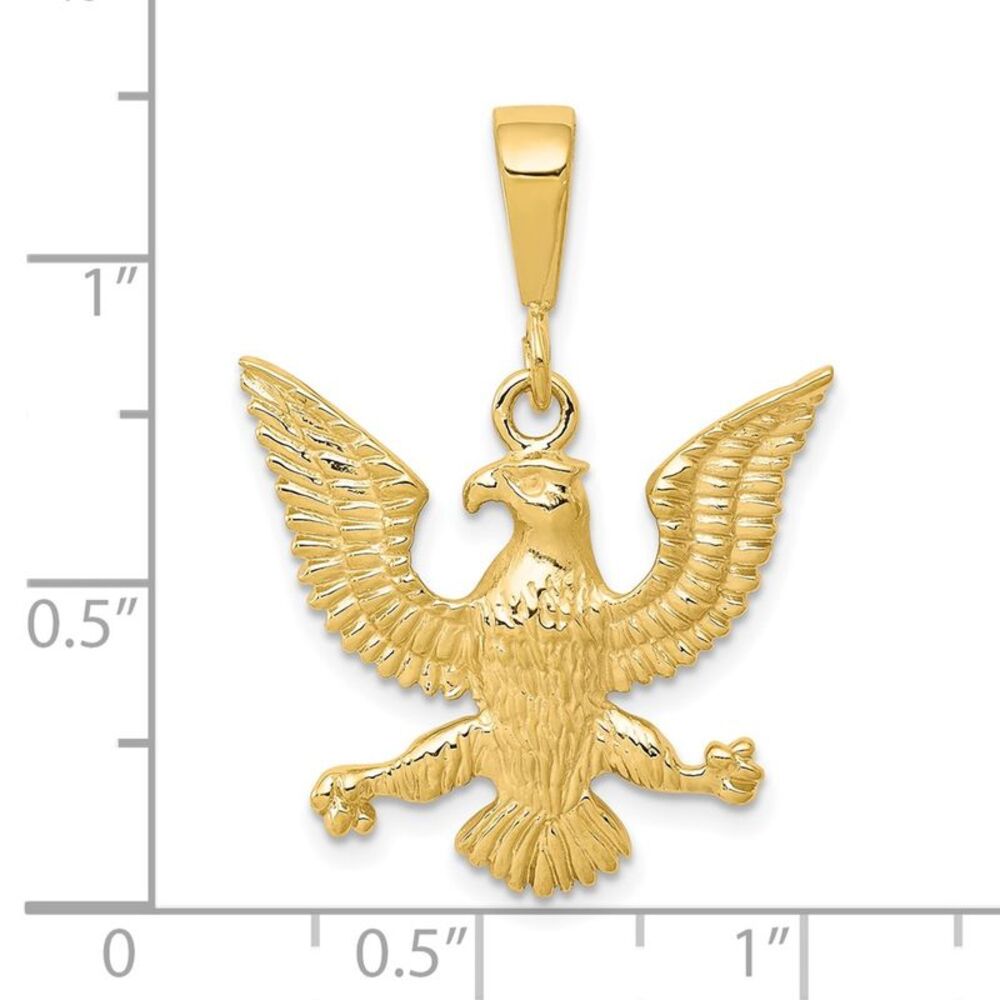 10k Yellow Gold Solid Polished Spread Eagle Charm - image 3
